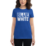 BLUE and WHITE Women's short sleeve t-shirt