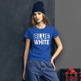 BLUE and WHITE Women's short sleeve t-shirt