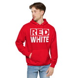 RED and WHITE Unisex fleece hoodie