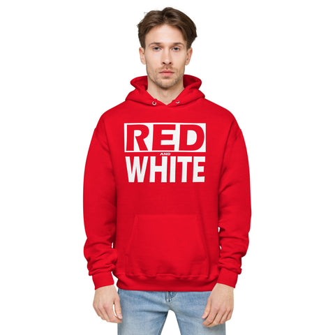 RED and WHITE Unisex fleece hoodie