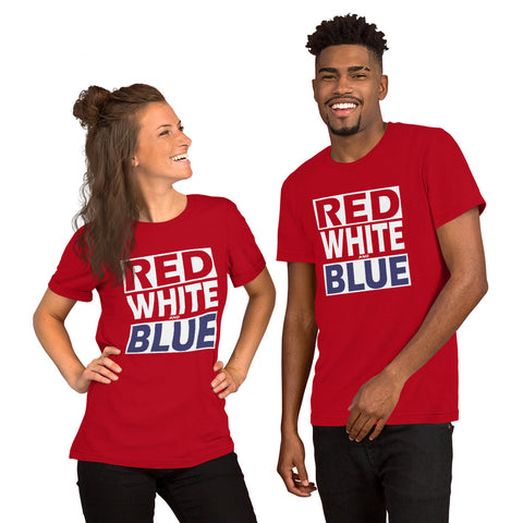 RED WHITE and BLUE Short-Sleeve Unisex T-Shirt