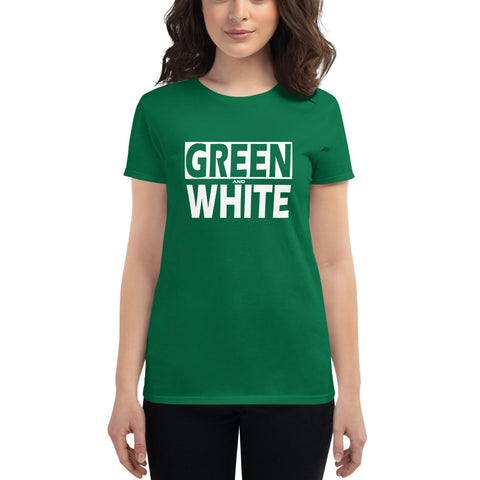 GREEN and WHITE Women's short sleeve t-shirt